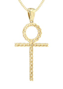 18K Yellow Gold Cross Diamond Pendant & Cuban Chain | 2.01 Carats