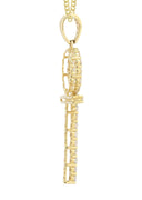 18K Yellow Gold Cross Diamond Pendant & Cuban Chain | 2.01 Carats