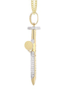 14K Yellow Gold Cross Diamond Pendant & Cuban Chain | 0.82 Carats