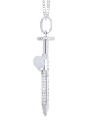 14K White Gold Cross Diamond Pendant & Cuban Chain | 0.81 Carats