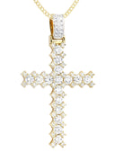 14K Yellow Gold Cross Diamond Pendant & Cuban Chain | 1.95 Carats