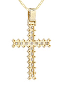 14K Yellow Gold Cross Diamond Pendant & Cuban Chain | 1.95 Carats