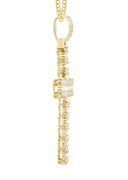 14K Yellow Gold Cross Diamond Pendant & Cuban Chain | 1.95 Carats