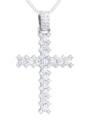 14K White Gold Cross Diamond Pendant & Cuban Chain | 1.86 Carats