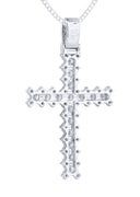 14K White Gold Cross Diamond Pendant & Cuban Chain | 1.86 Carats