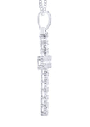 14K White Gold Cross Diamond Pendant & Cuban Chain | 1.86 Carats