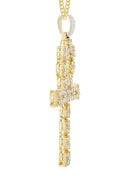 14K Yellow Gold Ankh Diamond Pendant & Cuban Chain | 2.13 Carats