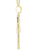 14K Yellow Gold Ankh Diamond Pendant & Cuban Chain | 1.78 Carats