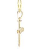 14K Yellow Gold Cross Diamond Pendant & Cuban Chain | 0.59 Carats