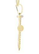 14K Yellow Gold Cross Diamond Pendant & Cuban Chain | 1.86 Carats