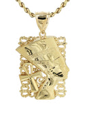 10K Yellow Gold Rope Chain & Nefertiti Pendant | Appx. 16.9 Grams
