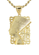 10K Yellow Gold Rope Chain & Nefertiti Pendant | Appx. 16.9 Grams