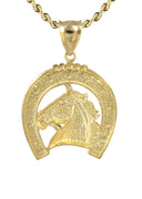 10K Yellow Gold Rope Chain & Horse Pendant | Appx. 21.1 Grams