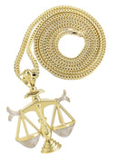 10K Yellow Gold Franco Chain & Scales of Justice Pendant | Appx. 23.3 Grams
