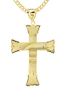 10K Yellow Gold Cuban Chain & Gold Cross Necklace | Appx. 21.2 Grams