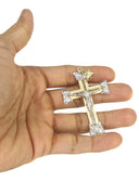 10K Yellow Gold Cuban Chain & Gold Cross Necklace | Appx. 21.2 Grams