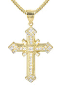 10K Yellow Gold Franco Chain & Cz Gold Cross Necklace | Appx. 19.5 Grams