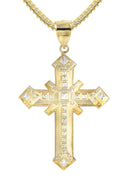 10K Yellow Gold Franco Chain & Cz Gold Cross Necklace | Appx. 19.5 Grams