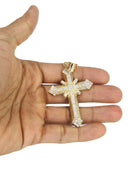 10K Yellow Gold Franco Chain & Cz Gold Cross Necklace | Appx. 19.5 Grams