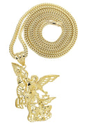 10K Yellow Gold Franco Chain & Saint Michael Pendant | Appx. 21.3 Grams