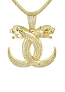 10K Yellow Gold Franco Chain & Lion Heads Pendant | Appx. 16.2 Grams