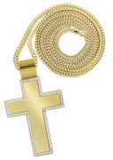 10K Yellow Gold Franco Chain & Cz Gold Cross Necklace | Appx. 55 Grams