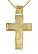 10K Yellow Gold Franco Chain & Cz Gold Cross Necklace | Appx. 55 Grams