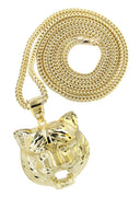 10K Yellow Gold Franco Chain & Tiger Head Pendant | Appx. 16.9 Grams