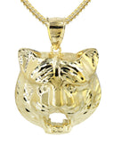 10K Yellow Gold Franco Chain & Tiger Head Pendant | Appx. 16.9 Grams