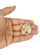 10K Yellow Gold Franco Chain & Tiger Head Pendant | Appx. 16.9 Grams