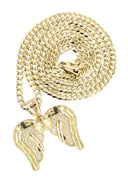 10K Yellow Gold Cuban Chain & Wings Pendant | Appx. 14.6 Grams