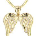 10K Yellow Gold Cuban Chain & Wings Pendant | Appx. 14.6 Grams