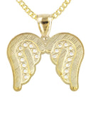 10K Yellow Gold Cuban Chain & Wings Pendant | Appx. 14.6 Grams