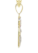 10K Yellow Gold Cuban Chain & Saint Barbara Pendant with Ruby Stone | Appx. 16.6 Grams