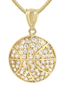 10K Yellow Gold Franco Chain & Cz Basketball Pendant | Appx. 16.2 Grams