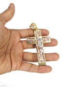 10K Yellow Gold Rope Chain & Cz Gold Cross Necklace | Appx. 47 Grams