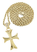 10K Yellow Gold Rope Chain & Cz Gold Cross Necklace | Appx. 17.2 Grams