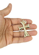 10K Yellow Gold Rope Chain & Cz Gold Cross Necklace | Appx. 17.2 Grams