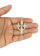 10K Yellow Gold Cuban Chain & Gold Cross Necklace | Appx. 14.2 Grams