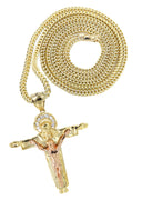 10K Yellow Gold Franco Chain & Cz Gold Cross Necklace | Appx. 14.3 Grams