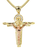 10K Yellow Gold Franco Chain & Cz Gold Cross Necklace | Appx. 14.3 Grams