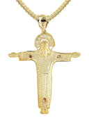 10K Yellow Gold Franco Chain & Cz Gold Cross Necklace | Appx. 14.3 Grams