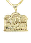10K Yellow Gold Cuban Chain & Last Supper Pendant | Appx 18.3 Grams