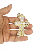 10K Yellow Gold Cuban Chain & Cz Gold Cross Necklace | Appx. 24.9 Grams