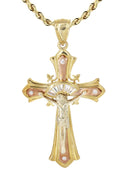 10K Yellow Gold Rope Chain & Gold Cz Cross Necklace | Appx. 21 Grams