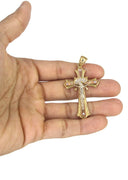 10K Yellow Gold Rope Chain & Gold Cz Cross Necklace | Appx. 21 Grams