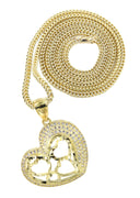 10K Yellow Gold Franco Chain & Cz Heart Pendant | Appx. 15 Grams