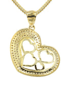10K Yellow Gold Franco Chain & Cz Heart Pendant | Appx. 15 Grams