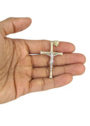 10K Yellow Gold Cuban Chain & Gold Cz Cross Necklace | Appx. 13.6 Grams