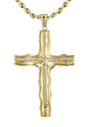10K Yellow Gold Rope Chain & Gold Cross Necklace | Appx. 17.7 Grams